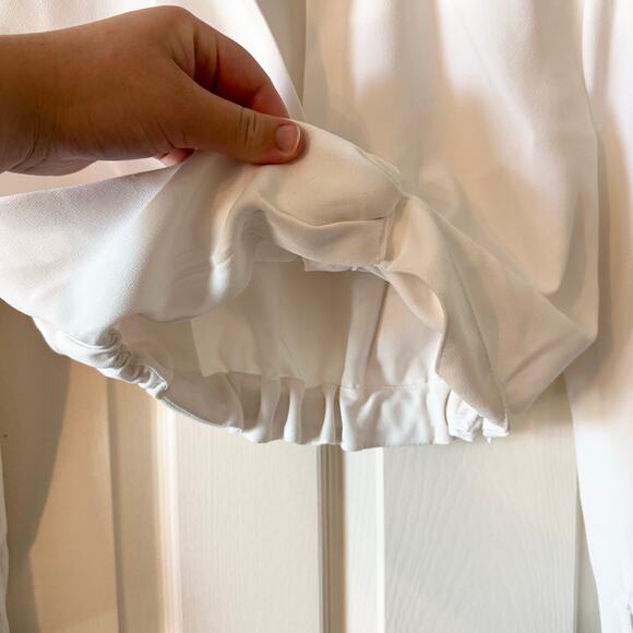 Zara Pleated Cropped Long Sleeve Top in White - Picture 8 of 11